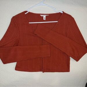 H&M Rust Ribbed Cropped Top